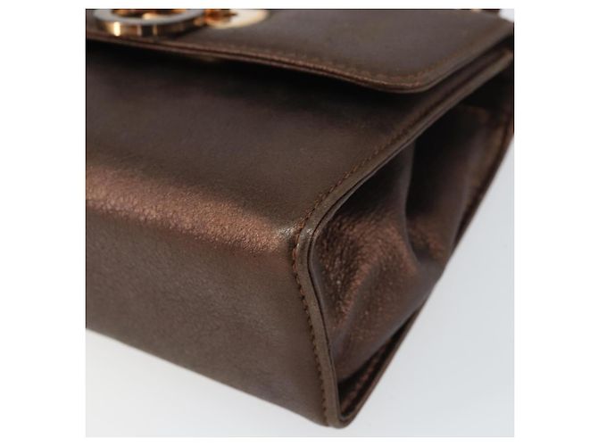 Borsa a Spalla Gancini in Pelle Bronzo Oro Auth 157128 di Salvatore Ferragamo - vista 10