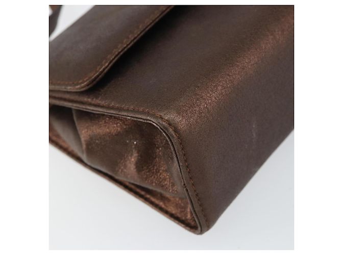 Borsa a Spalla Gancini in Pelle Bronzo Oro Auth 157128 di Salvatore Ferragamo - vista 11