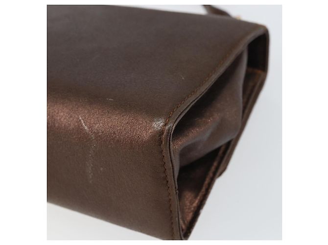 Borsa a Spalla Gancini in Pelle Bronzo Oro Auth 157128 di Salvatore Ferragamo - vista 12