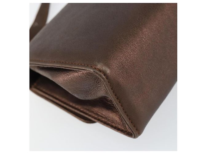 Borsa a Spalla Gancini in Pelle Bronzo Oro Auth 157128 di Salvatore Ferragamo - vista 13