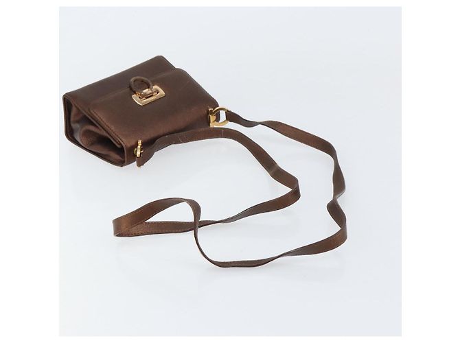 Borsa a Spalla Gancini in Pelle Bronzo Oro Auth 157128 di Salvatore Ferragamo - vista 7