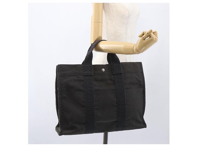 Hermès HERMES Her Line Tote Tasche Canvas Grau Silber Auth ka1042 Braun - Ansicht 20