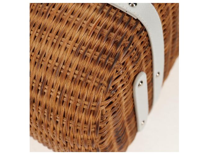 Borsa a Mano Gancini Salvatore Ferragamo Rattan Beige Argento Auth 159168V - vista 10
