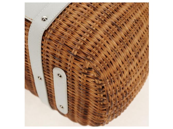 Borsa a Mano Gancini Salvatore Ferragamo Rattan Beige Argento Auth 159168V - vista 11