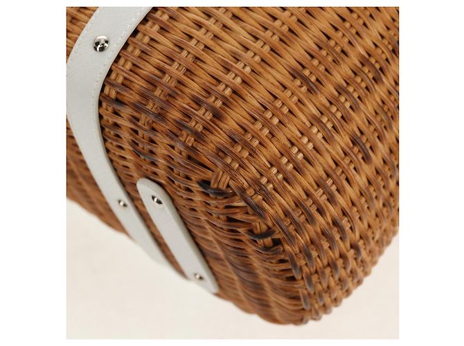 Borsa a Mano Gancini Salvatore Ferragamo Rattan Beige Argento Auth 159168V - vista 13