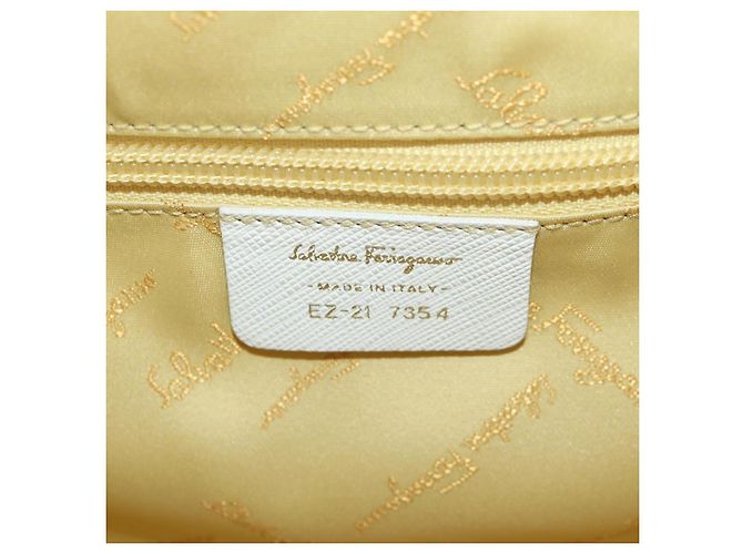 Borsa a Mano Gancini Salvatore Ferragamo Rattan Beige Argento Auth 159168V - vista 18