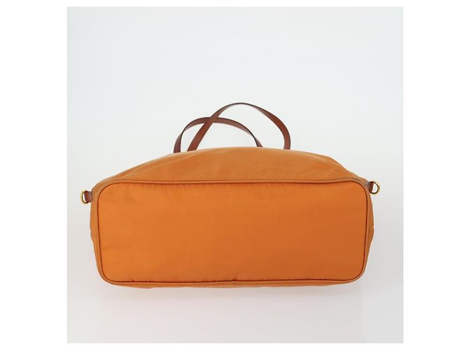 Tote PRADA Tasche Nylon Leder Canvas 4 Set Orange Beige Khaki Braun Authentisch ti3540 - Ansicht 6