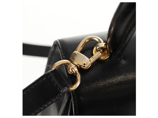 Céline Borsa a mano CELINE Circle in pelle 2 in 1 nera e oro Auth 160805V Nero D'oro - vista 17
