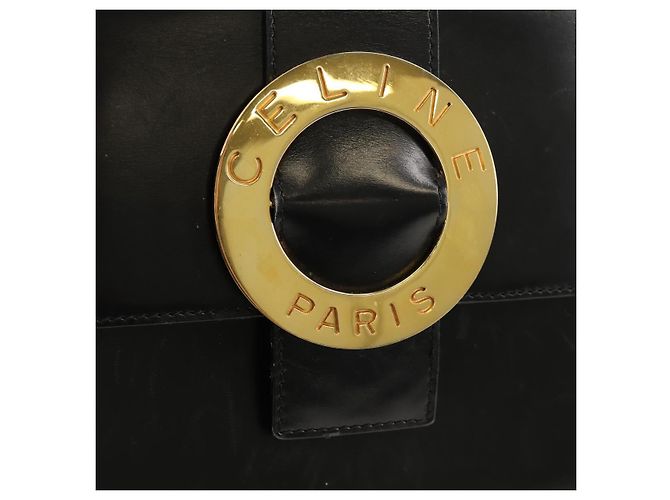 Céline Borsa a mano CELINE Circle in pelle 2 in 1 nera e oro Auth 160805V Nero D'oro - vista 18