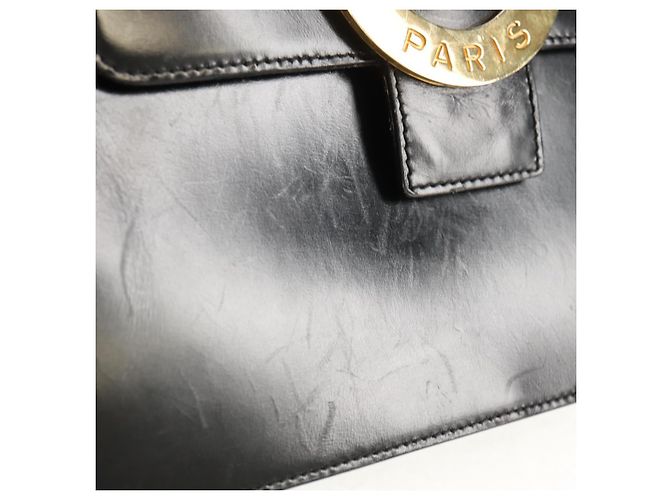 Céline Borsa a mano CELINE Circle in pelle 2 in 1 nera e oro Auth 160805V Nero D'oro - vista 19