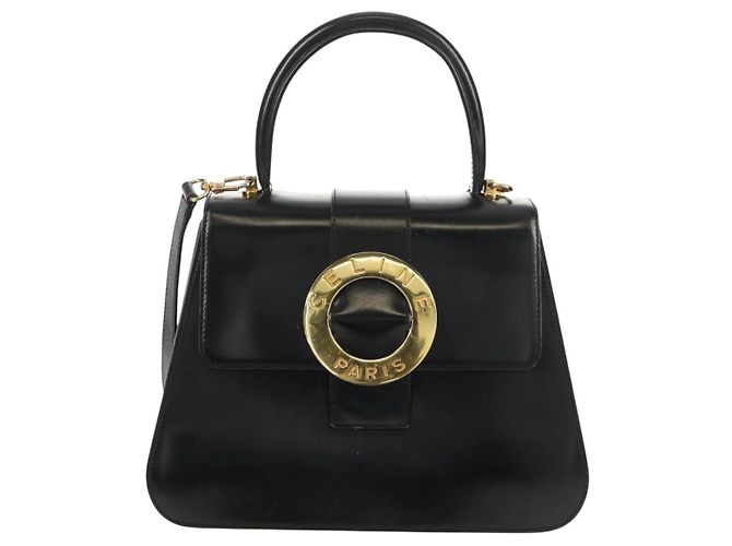 Céline Borsa a mano CELINE Circle in pelle 2 in 1 nera e oro Auth 160805V Nero D'oro - vista 2
