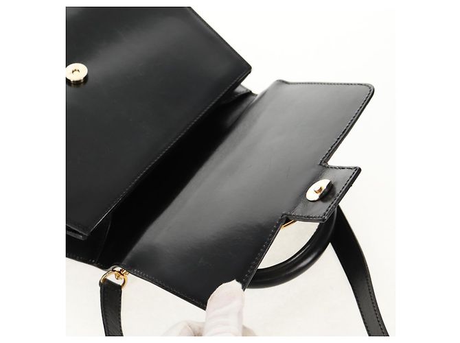 Céline Borsa a mano CELINE Circle in pelle 2 in 1 nera e oro Auth 160805V Nero D'oro - vista 20