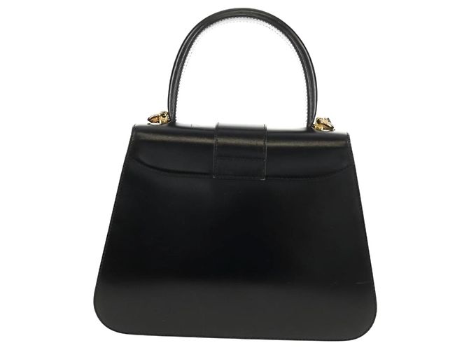 Céline Borsa a mano CELINE Circle in pelle 2 in 1 nera e oro Auth 160805V Nero D'oro - vista 3
