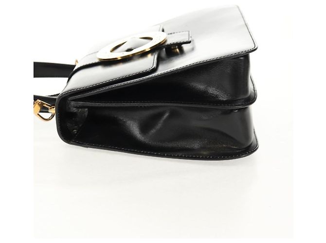 Céline Borsa a mano CELINE Circle in pelle 2 in 1 nera e oro Auth 160805V Nero D'oro - vista 4