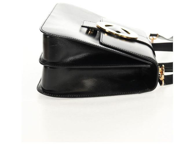 Céline Borsa a mano CELINE Circle in pelle 2 in 1 nera e oro Auth 160805V Nero D'oro - vista 5