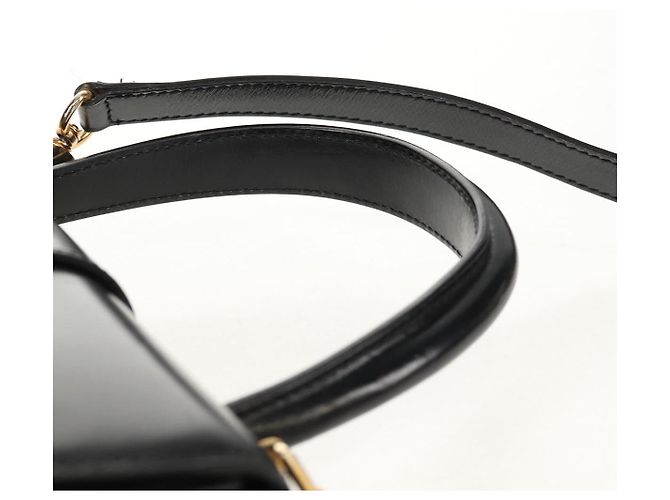 Céline Borsa a mano CELINE Circle in pelle 2 in 1 nera e oro Auth 160805V Nero D'oro - vista 8