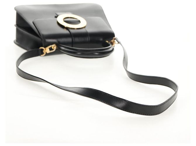 Céline Borsa a mano CELINE Circle in pelle 2 in 1 nera e oro Auth 160805V Nero D'oro - vista 9