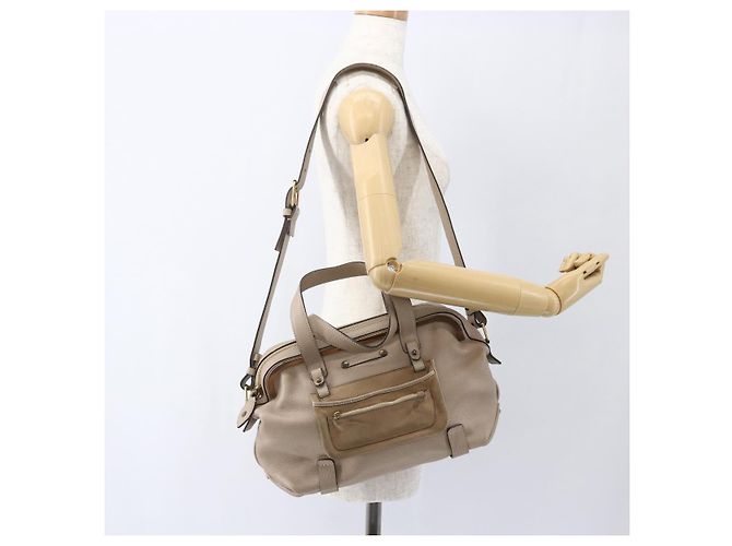Chloé Borsa a Mano in Pelle Chloe Elsie 2 in 1 Beige Oro Auth BA9166 D'oro - vista 25