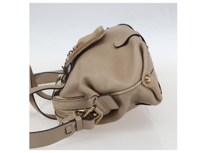 Chloé Borsa a Mano in Pelle Chloe Elsie 2 in 1 Beige Oro Auth BA9166 D'oro - vista 4