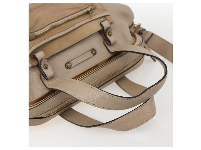 Chloé Borsa a Mano in Pelle Chloe Elsie 2 in 1 Beige Oro Auth BA9166 D'oro - vista 7