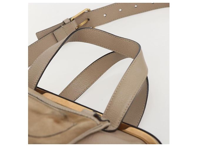Chloé Borsa a Mano in Pelle Chloe Elsie 2 in 1 Beige Oro Auth BA9166 D'oro - vista 8