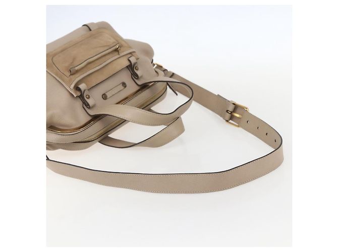 Chloé Borsa a Mano in Pelle Chloe Elsie 2 in 1 Beige Oro Auth BA9166 D'oro - vista 9