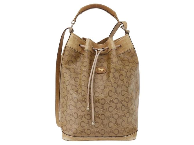 Céline Bolso de Hombro Celine C Sulky PVC Beige Oro Auth 158480 Dorado - vista 2