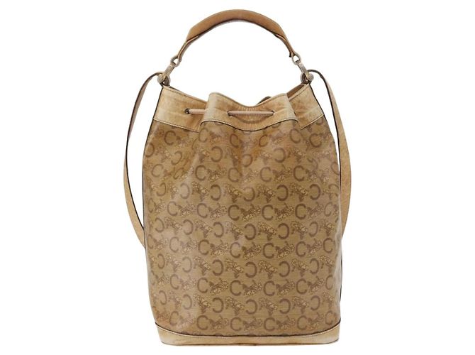 Céline Bolso de Hombro Celine C Sulky PVC Beige Oro Auth 158480 Dorado - vista 3