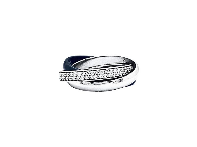 Cartier Ring, "Trinity", Weißgold, schwarze Keramik, Diamanten. - Ansicht 2