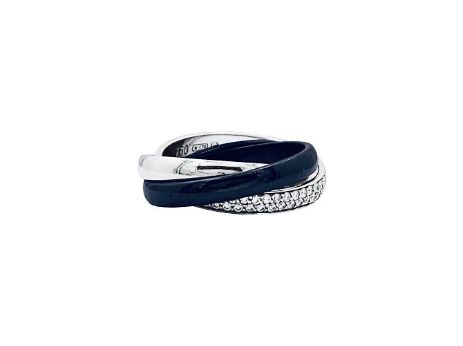 Cartier Ring, "Trinity", Weißgold, schwarze Keramik, Diamanten. - Ansicht 3