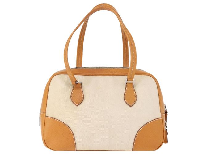 PRADA Boston Tasche aus Canvas Beige Silber Authentisch ep12540 - Ansicht 3