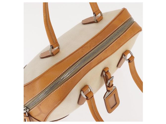 PRADA Boston Tasche aus Canvas Beige Silber Authentisch ep12540 - Ansicht 6