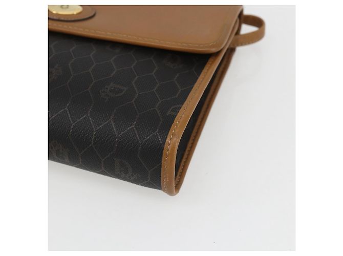 Borsa a spalla in tela a nido d'ape PVC nera e oro Christian Dior Auth ar13897 Nero D'oro - vista 10