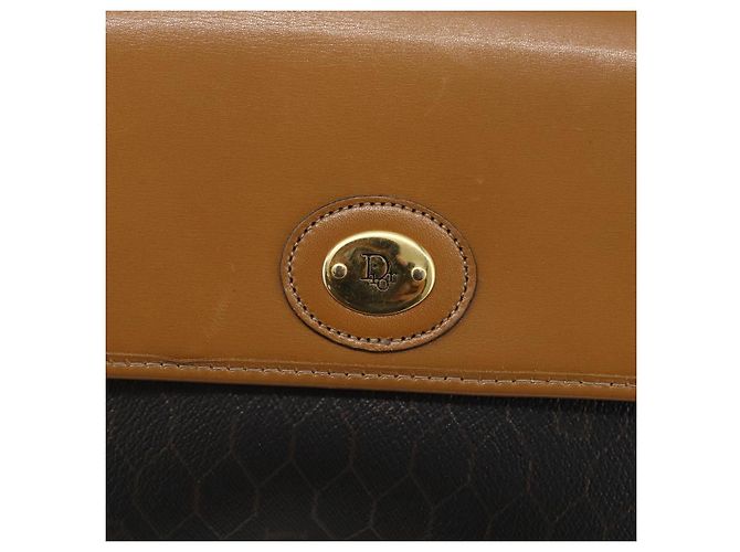 Borsa a spalla in tela a nido d'ape PVC nera e oro Christian Dior Auth ar13897 Nero D'oro - vista 14