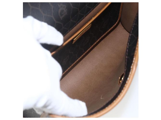 Borsa a spalla in tela a nido d'ape PVC nera e oro Christian Dior Auth ar13897 Nero D'oro - vista 16