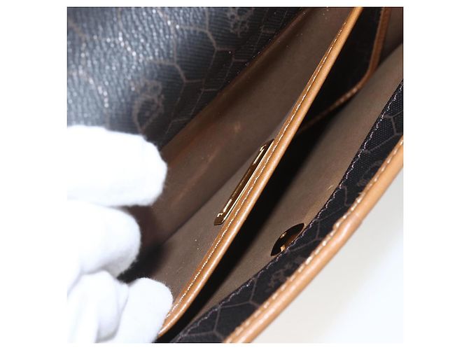 Borsa a spalla in tela a nido d'ape PVC nera e oro Christian Dior Auth ar13897 Nero D'oro - vista 19