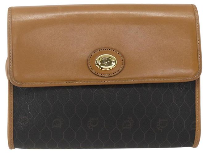 Borsa a spalla in tela a nido d'ape PVC nera e oro Christian Dior Auth ar13897 Nero D'oro - vista 2