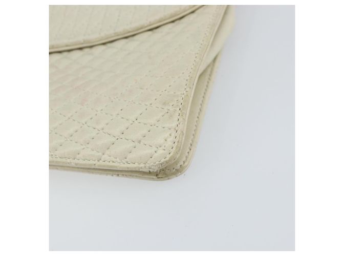 BALLY Bolsa de Ombro de Couro Matelassada com Corrente Branco Ouro Auth 157424 Dourado - vista 10