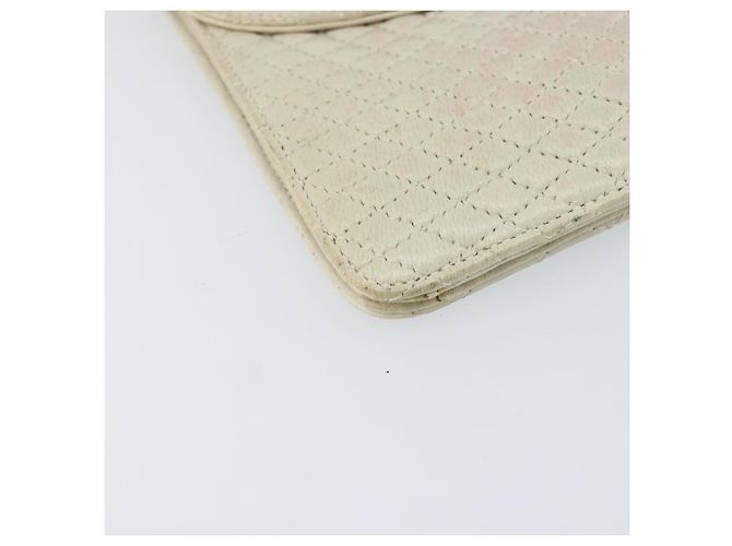 BALLY Bolsa de Ombro de Couro Matelassada com Corrente Branco Ouro Auth 157424 Dourado - vista 11