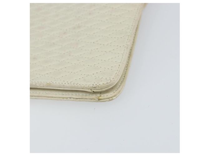 BALLY Bolsa de Ombro de Couro Matelassada com Corrente Branco Ouro Auth 157424 Dourado - vista 12
