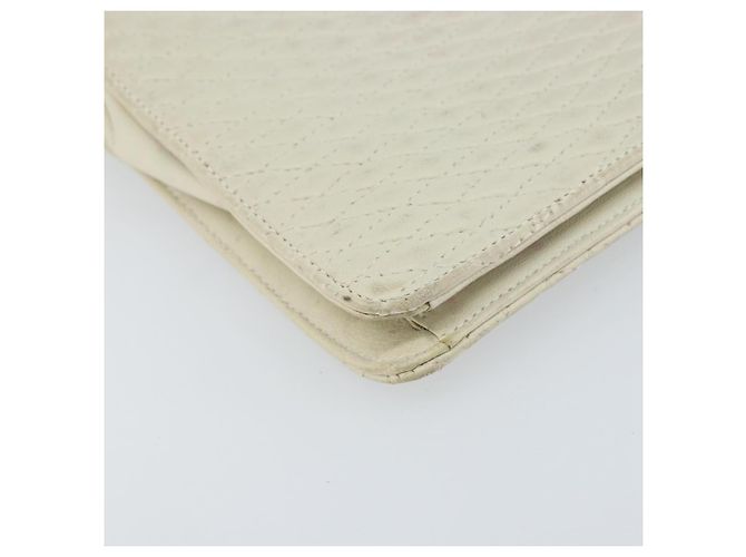 BALLY Bolsa de Ombro de Couro Matelassada com Corrente Branco Ouro Auth 157424 Dourado - vista 13