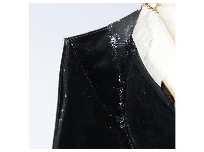 BALLY Bolsa de Ombro de Couro Matelassada com Corrente Branco Ouro Auth 157424 Dourado - vista 20