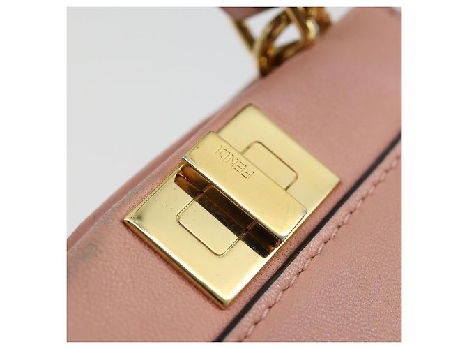 Borsa a mano FENDI Micro Peek A Boo in pelle 2 in 1 rosa oro Auth 155322 - vista 16