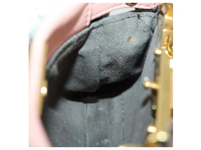 Borsa a mano FENDI Micro Peek A Boo in pelle 2 in 1 rosa oro Auth 155322 - vista 18
