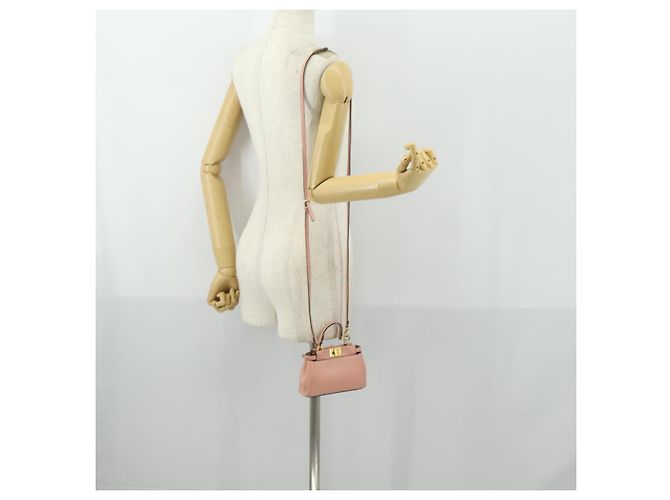 Borsa a mano FENDI Micro Peek A Boo in pelle 2 in 1 rosa oro Auth 155322 - vista 23