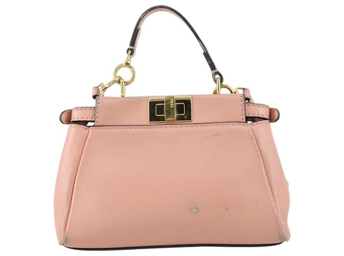 Borsa a mano FENDI Micro Peek A Boo in pelle 2 in 1 rosa oro Auth 155322 - vista 3