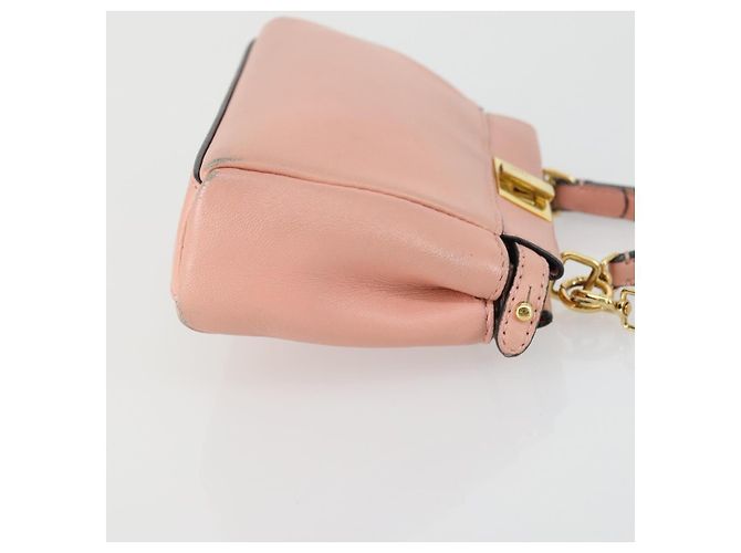 Borsa a mano FENDI Micro Peek A Boo in pelle 2 in 1 rosa oro Auth 155322 - vista 4