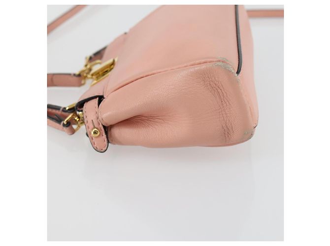 Borsa a mano FENDI Micro Peek A Boo in pelle 2 in 1 rosa oro Auth 155322 - vista 5