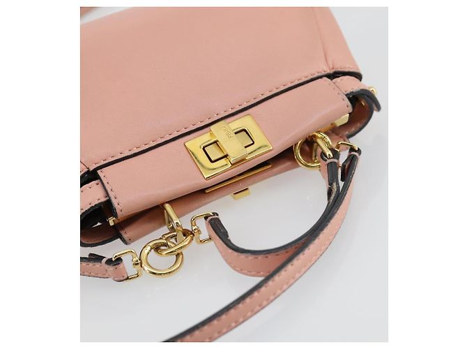 Borsa a mano FENDI Micro Peek A Boo in pelle 2 in 1 rosa oro Auth 155322 - vista 6
