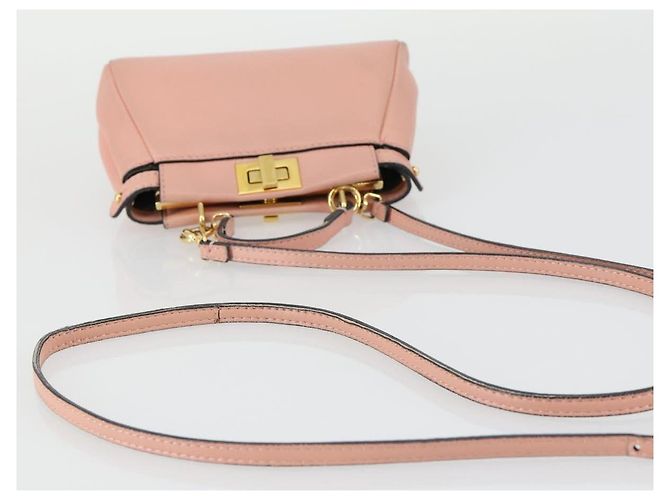 Borsa a mano FENDI Micro Peek A Boo in pelle 2 in 1 rosa oro Auth 155322 - vista 7